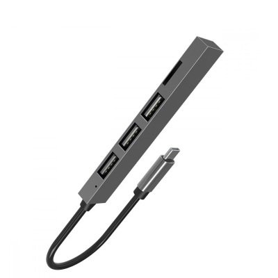 4-in-1 USB Typ-C Hub, Ultra Slim, Plug&Play, grau