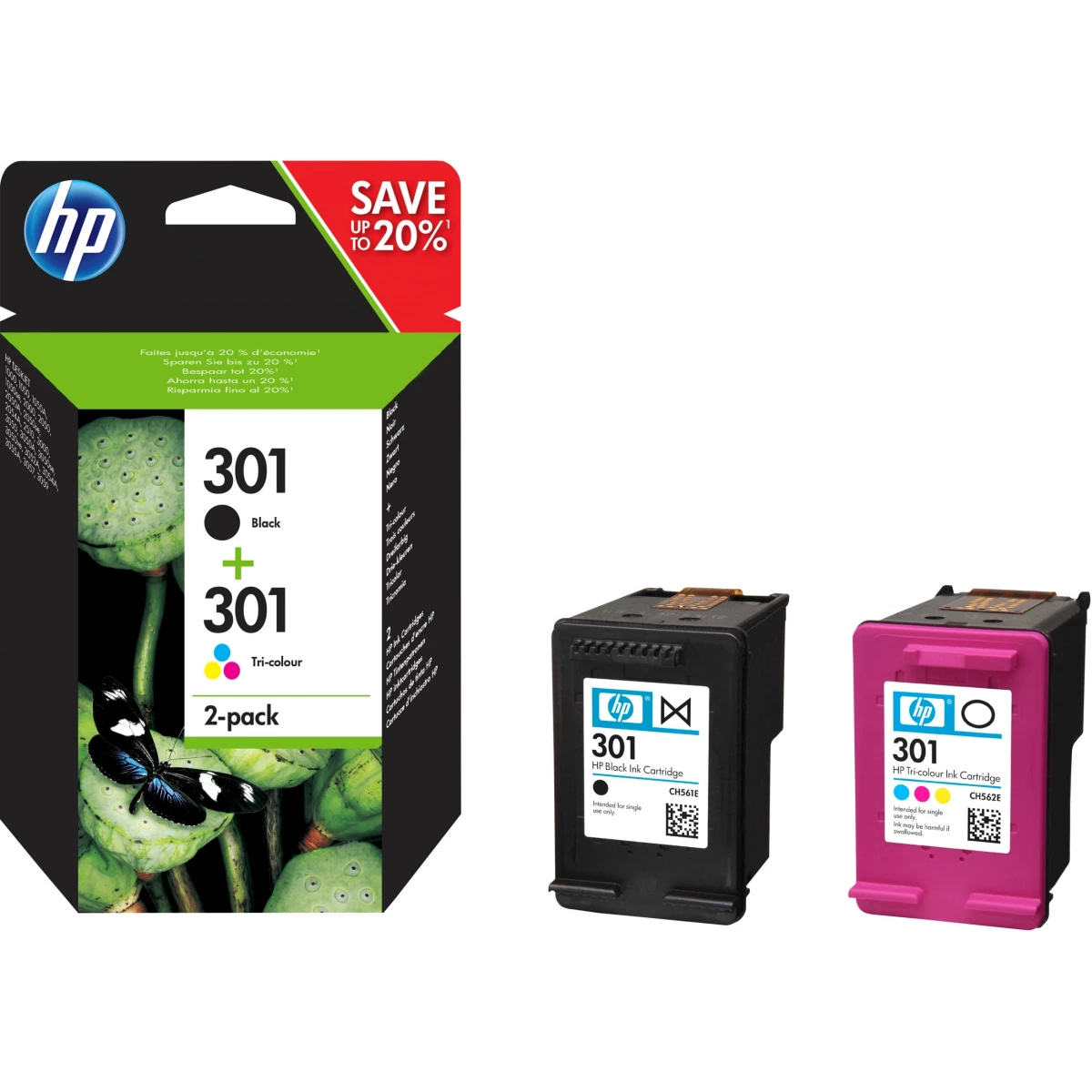 HP MultiPack '301' schwarz + farbig 6 ml 190/165 Seiten