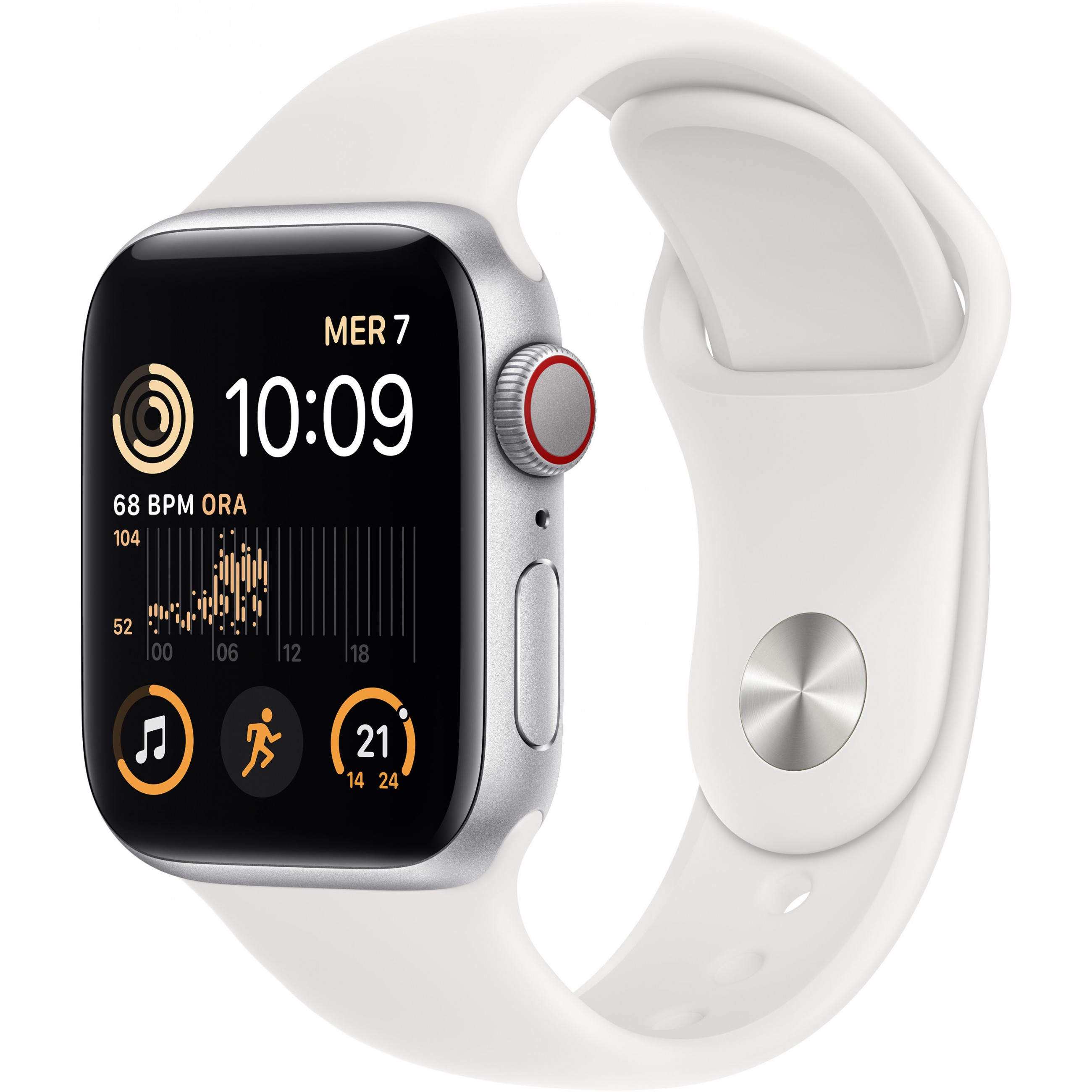 Apple Watch SE Aluminium Cellular 40mm Silber (Sportarmband weiß)