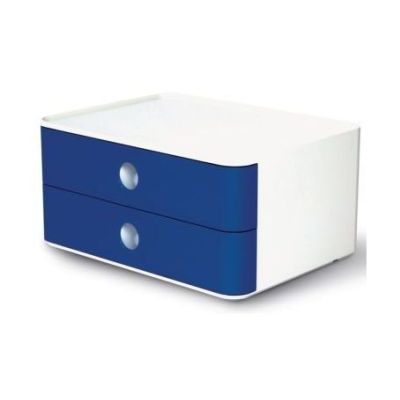 SMART-BOX ALLISON Schubladenbox - stapelbar, 2 Laden, weiß/blau