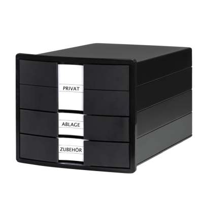 Schubladenbox IMPULS - A4/C4, 3 geschlossene Schubladen, inkl. Einsatz, schwarz