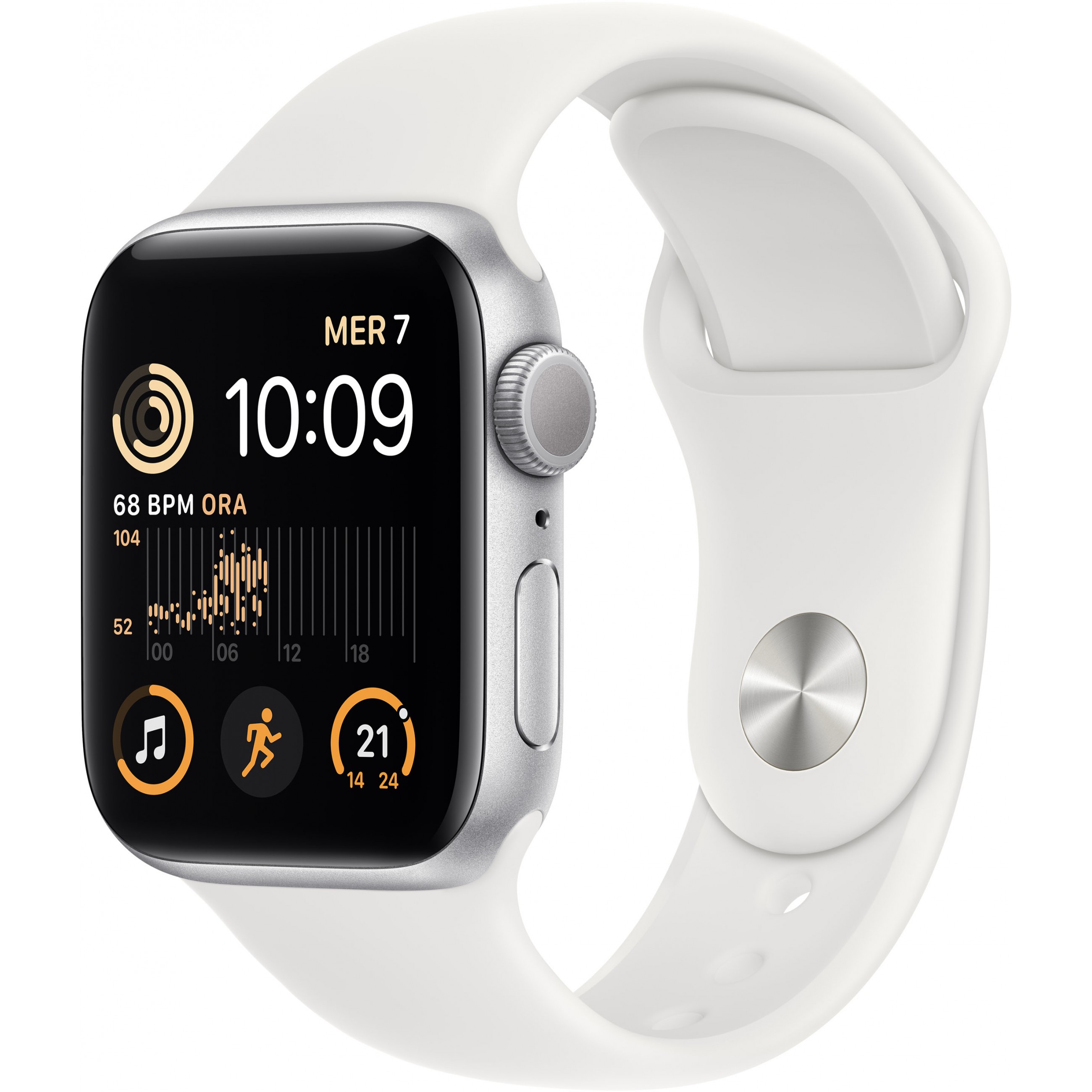 Apple Watch SE Aluminium 40mm Silber (Sportarmband weiß)