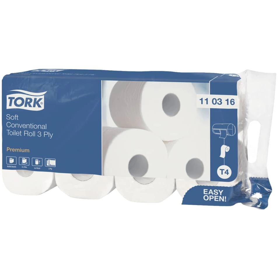 Premium Toilettenpapier, extra weich - 3-lagig m. Dekorprägung, hochweiß, Packung mit 8 Rollen
