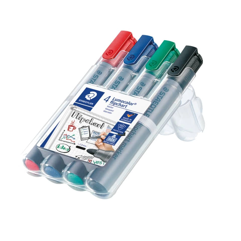 Flipchart-Marker Lumocolor® 356, nachfüllbar, 2 mm, STAEDTLER Box mit 4 Farben