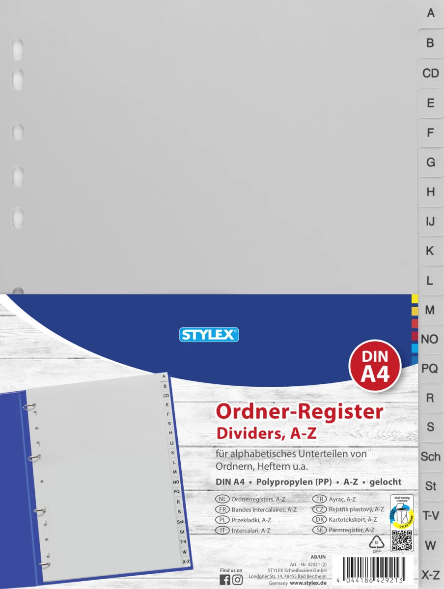 Ordner-Register, DIN A4, A - Z