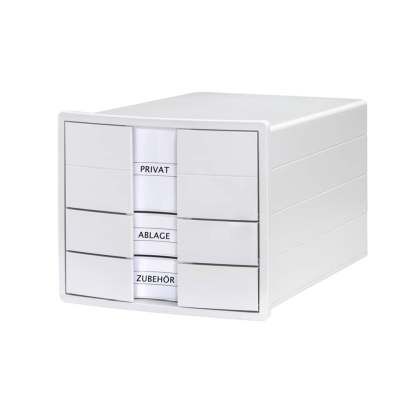 Schubladenbox IMPULS - A4/C4, 3 geschlossene Schubladen, inkl. Einsatz, weiß